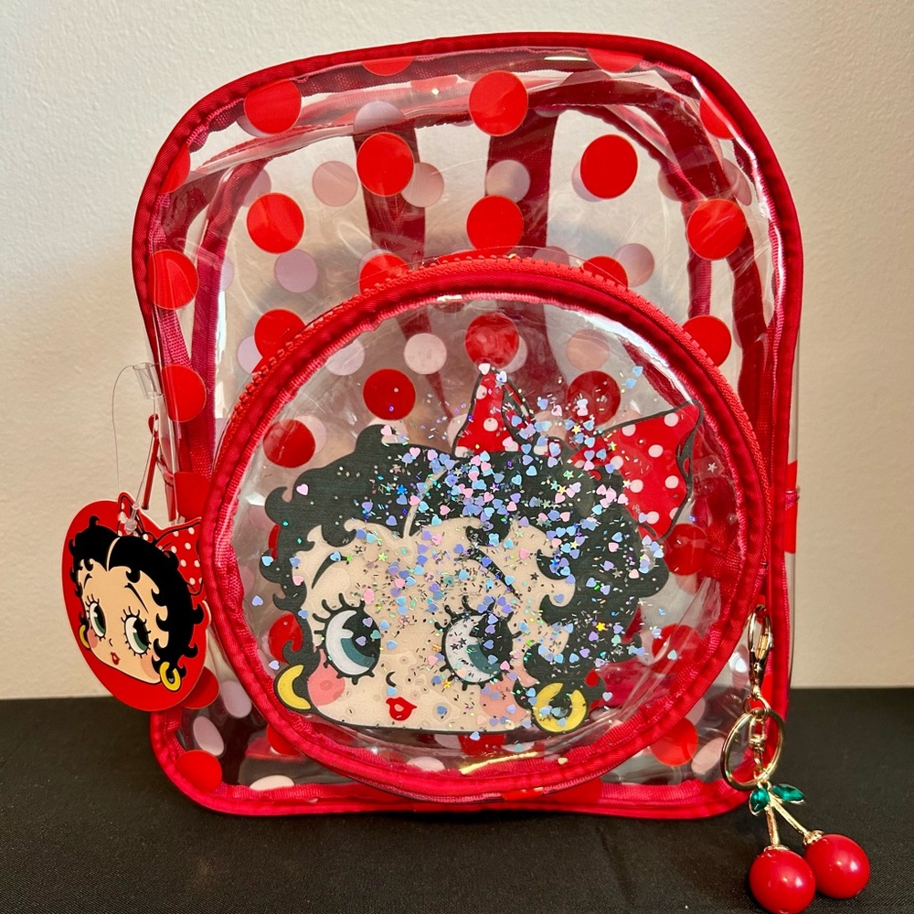 Betty Boop SmallClear Red Polka Dot Backpack